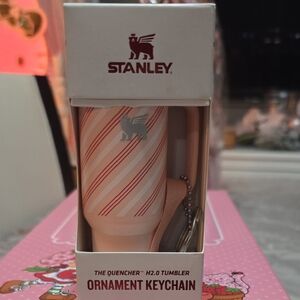 Stanley Pink and White Striped Keychain Tumbler